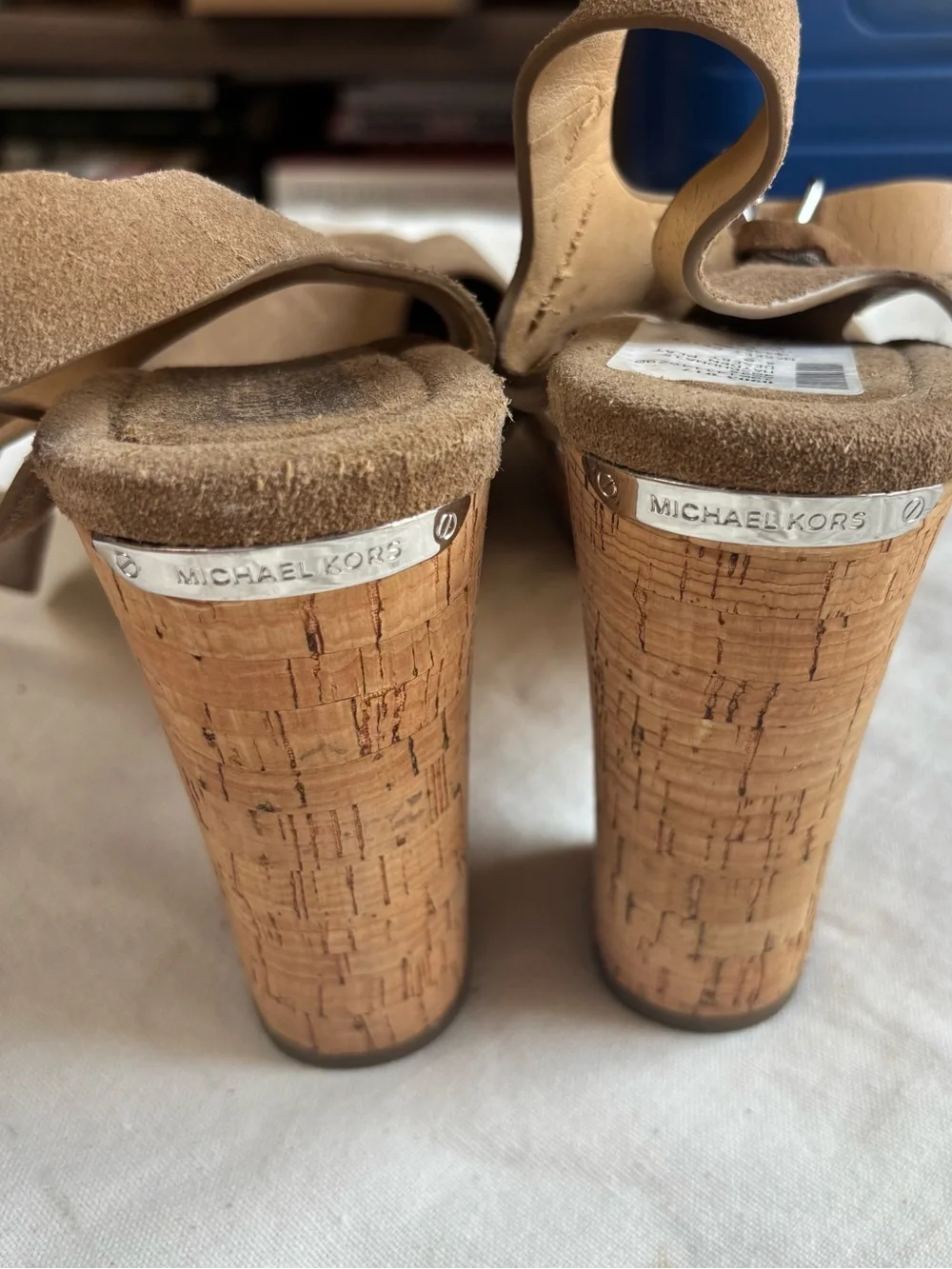 Michael Kors Hayden Tan Suede Cork Platform Sandal